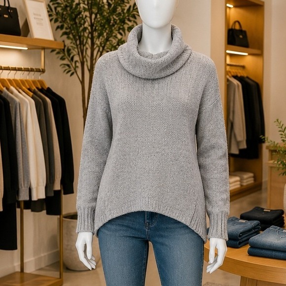 Eddie Bauer Sweaters - Eddie Bauer Womens Sweater Gray Cowl Neck Marled Knit Loungewear S